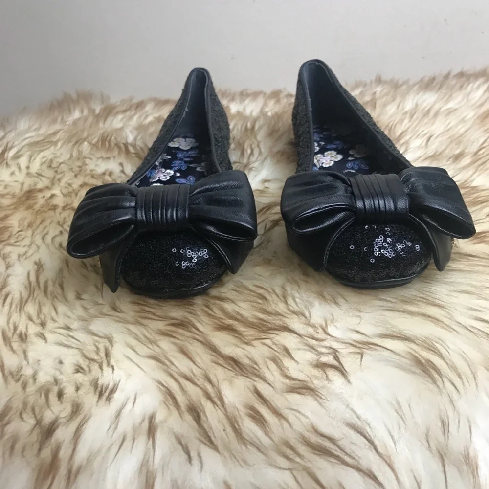 Tory Burch Ballet Sequin Divine Bow Flats Ballerina Sparkly Holiday Bling
